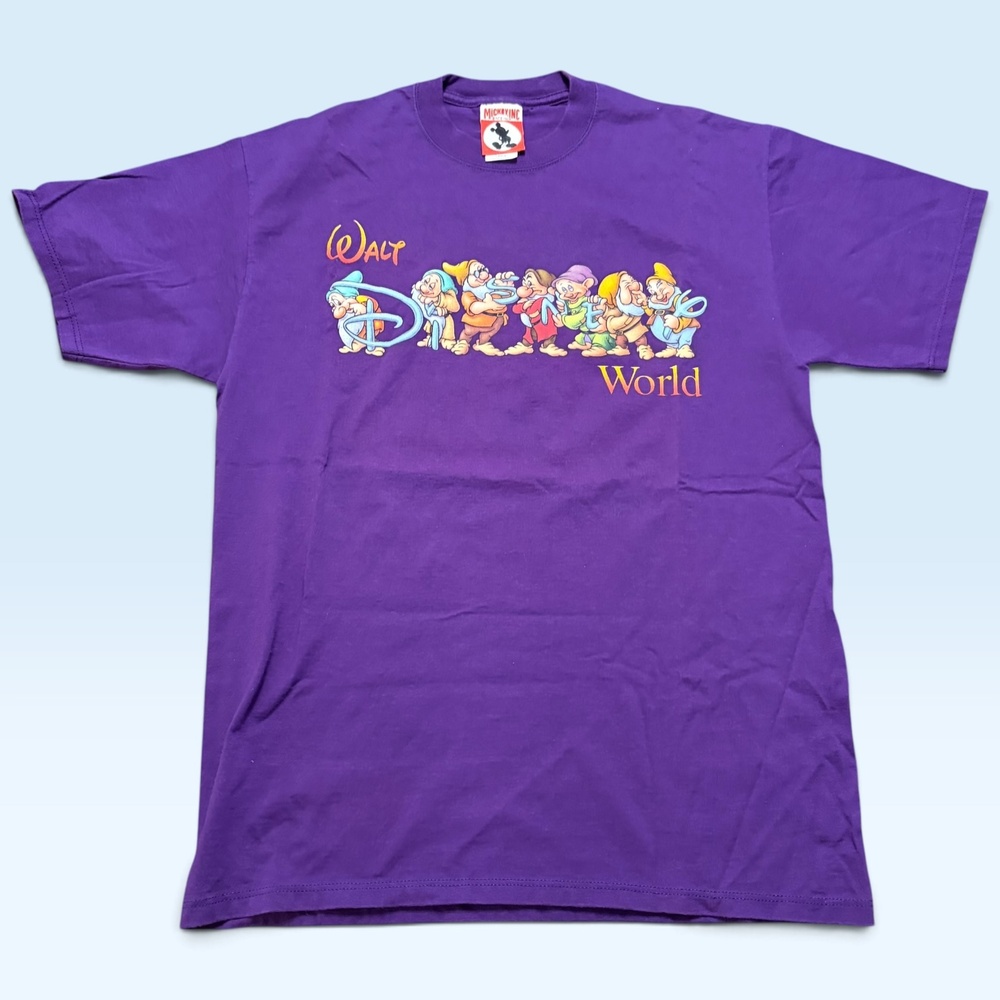 Vintage Mickey Inc Shirt Mens Large Purple Walt Disney World Seven Dwarfs TShirt